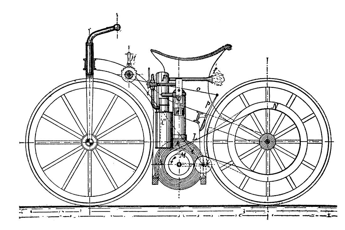 Daimler motorcycle,1880s