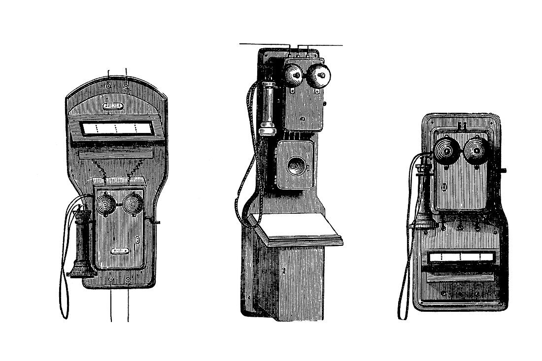 Early telephones,1880s