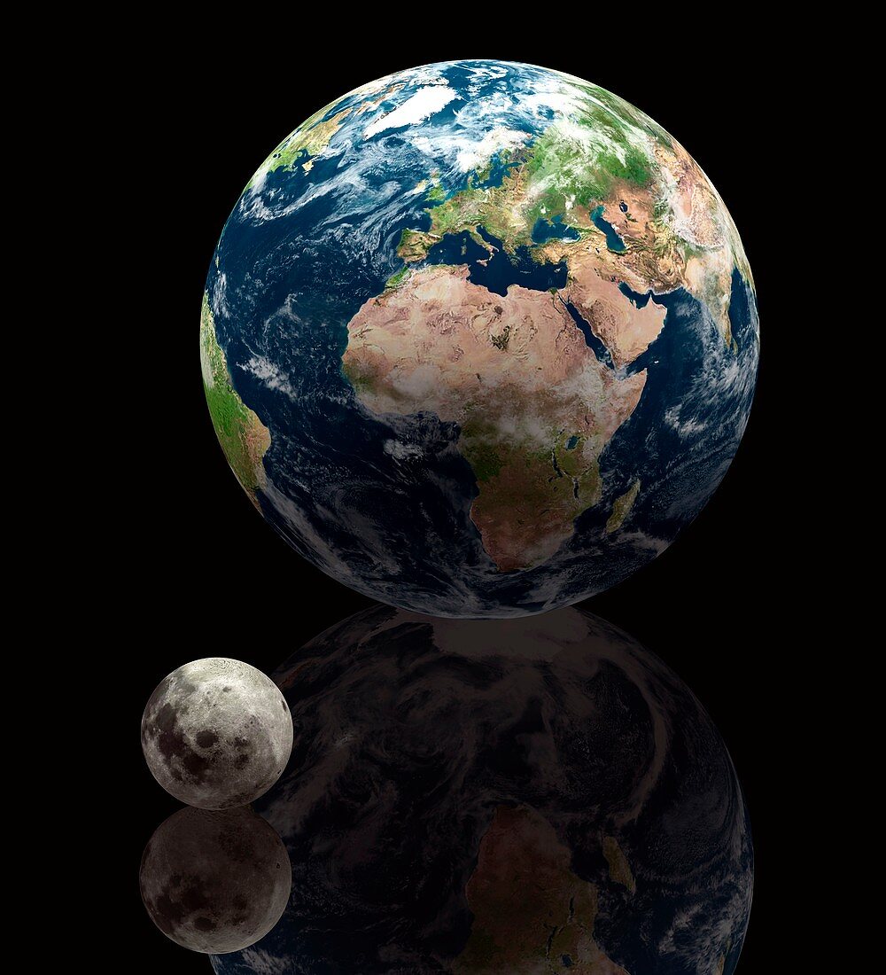 The Moon and Earth,artwork