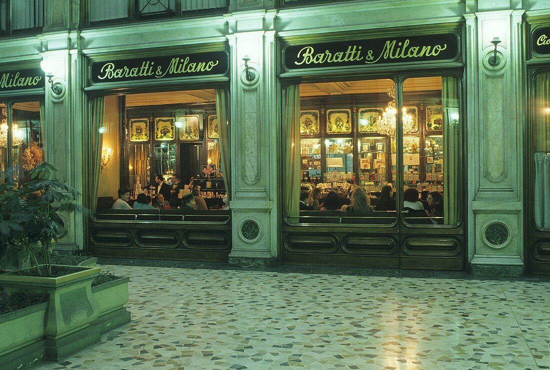 Baratti & Milano coffee house in a Turin arcade, Italy