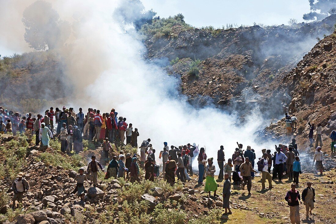 Burning contraband goods,Ethiopia