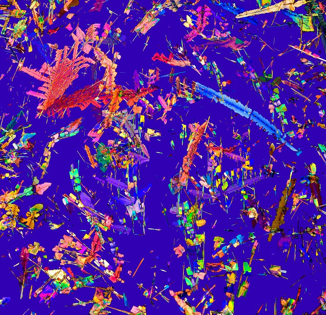 Chemical crystals,polarised LM