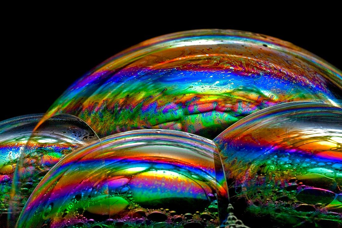 Soap bubble iridescence