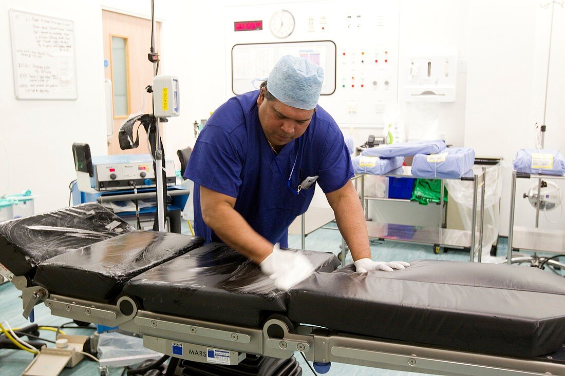 Cleaning operating theatre equipment