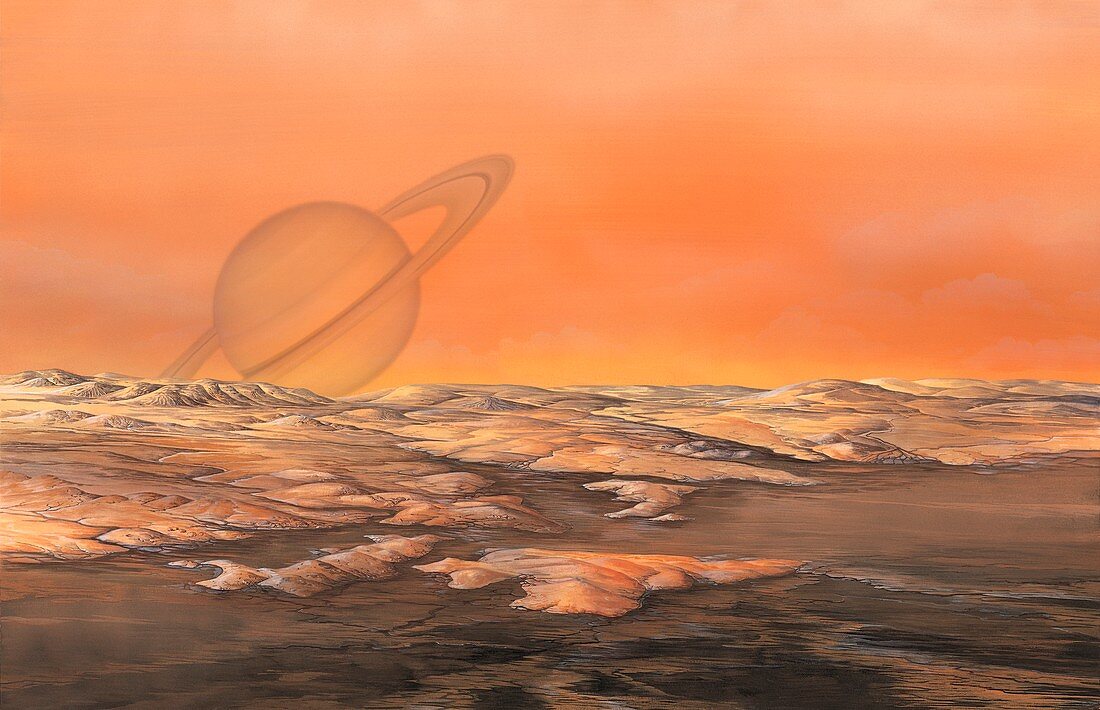 Saturn from Titan,artwork