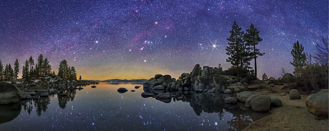 Night sky over Lake Tahoe,USA