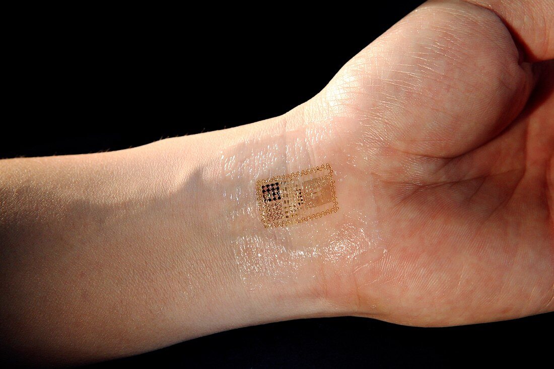 Electronic circuit printed onto skin