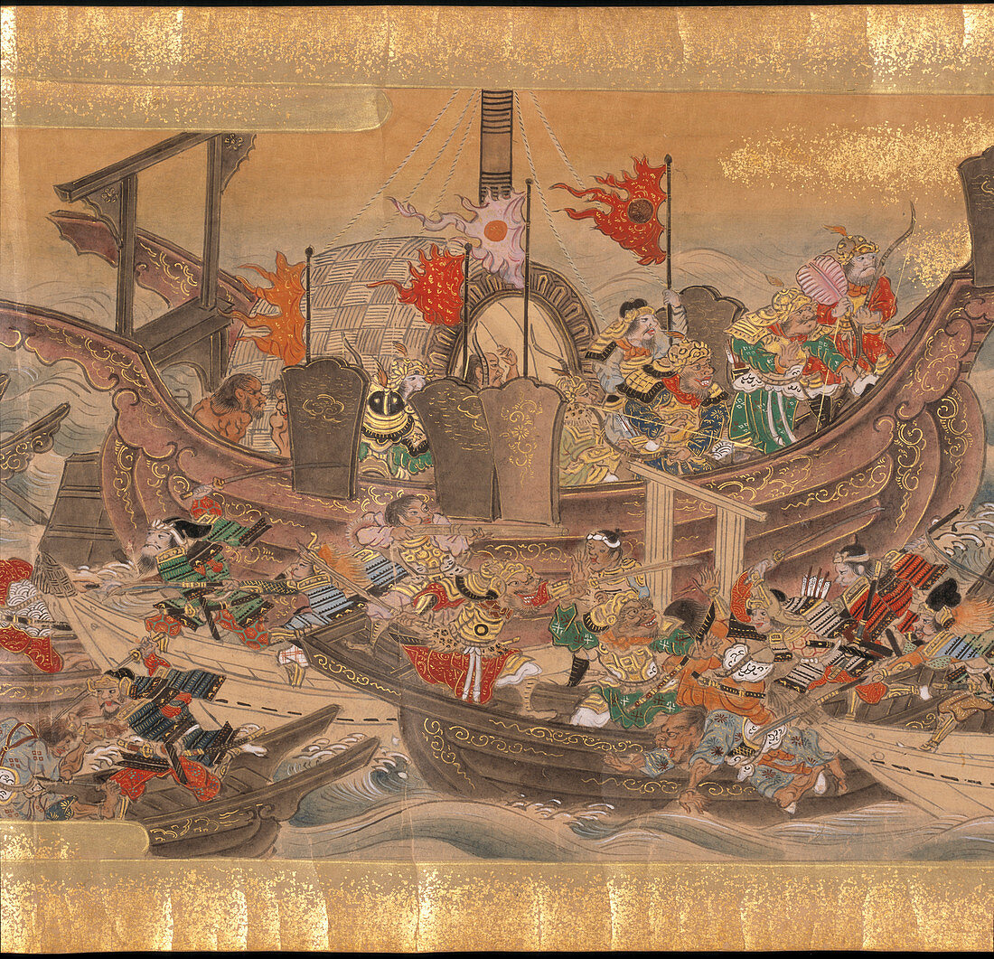 Mongol army and warships