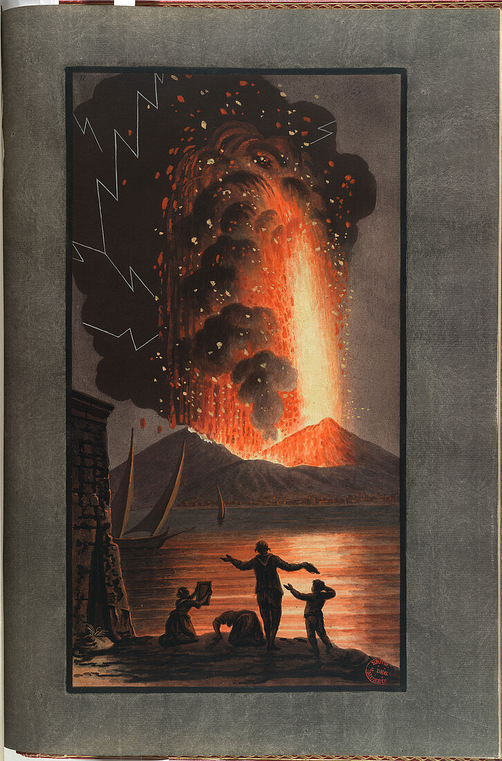 Mt. Vesuvius erupts at night