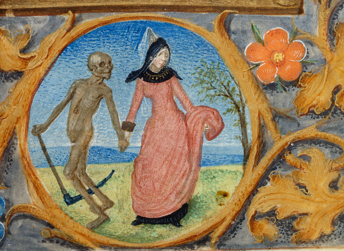 Death leads a lady by the hand