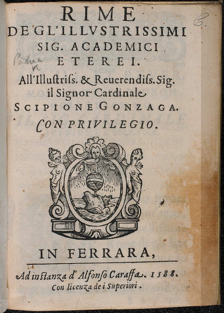Title page of 'Rime degl'illustrissimi'