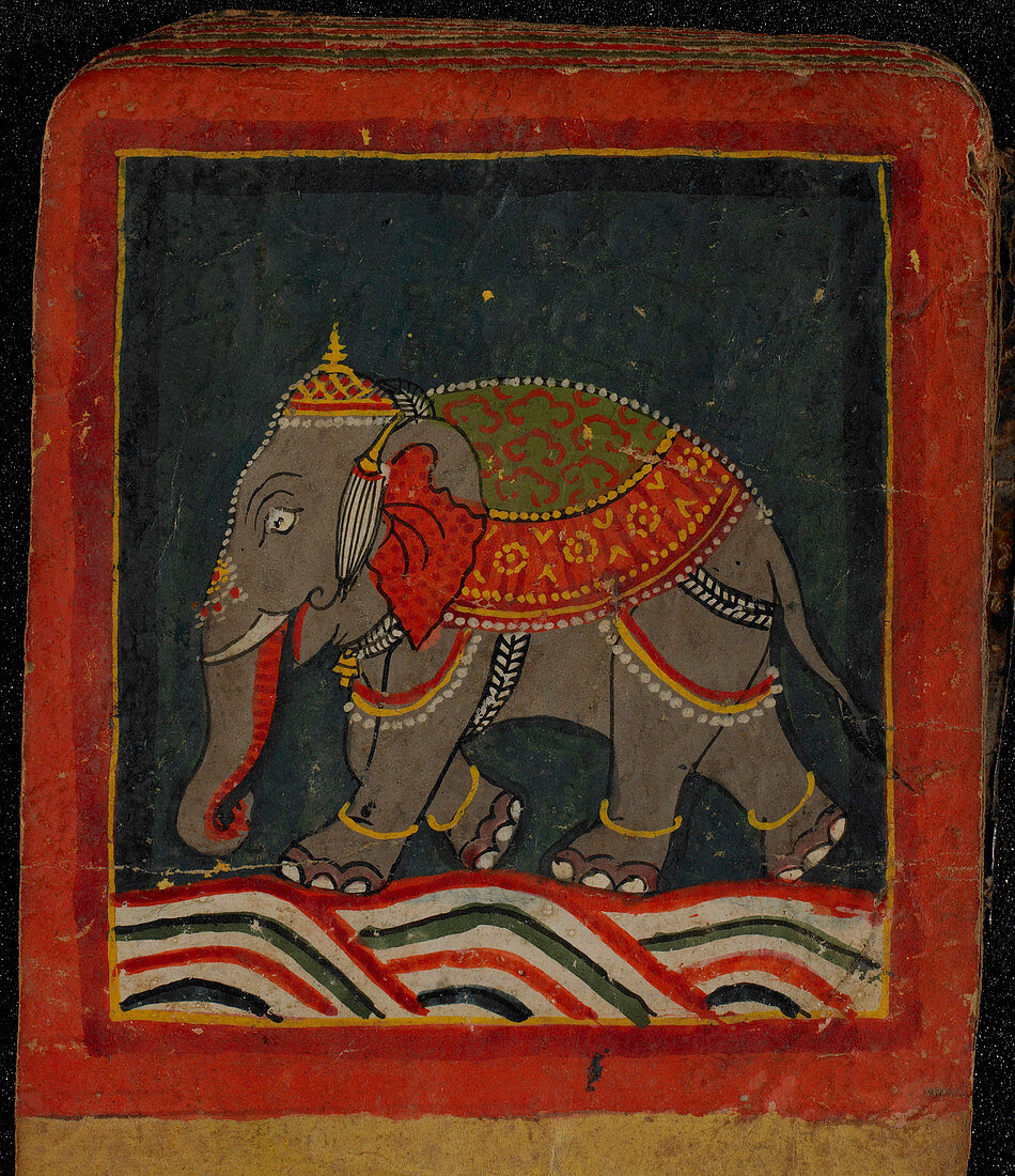 Painting of a caparisoned elephant
