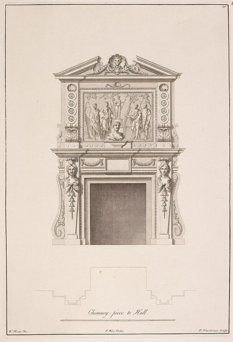 Drawing of chimney piece in Houghton hall