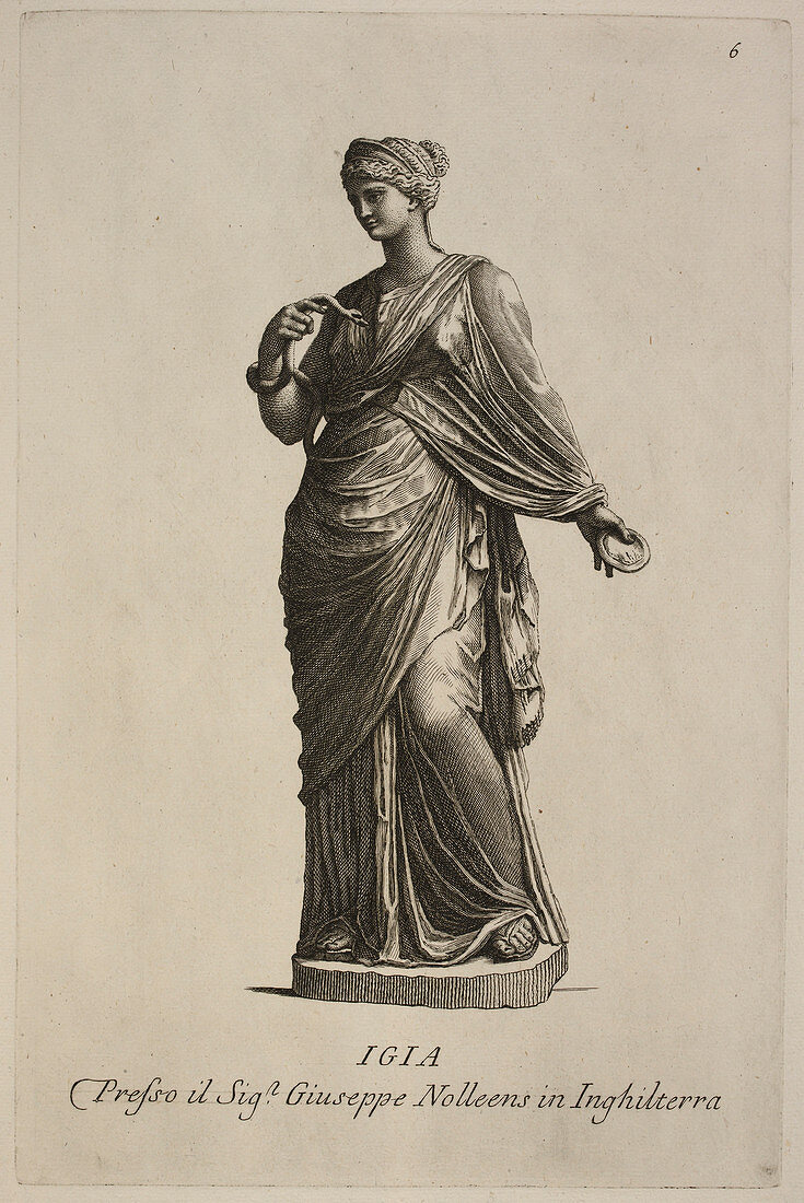 Statue of woman in classical robes,Igia