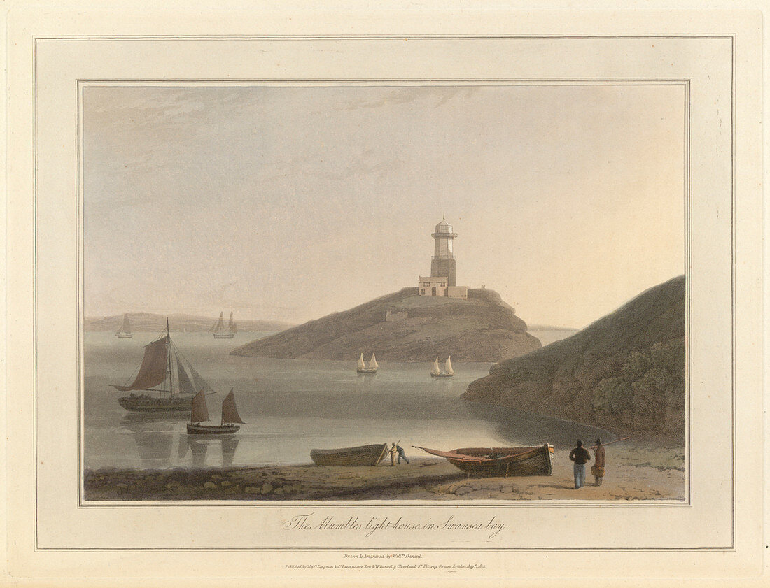 The Mumbles Lighthouse in Swansea bay