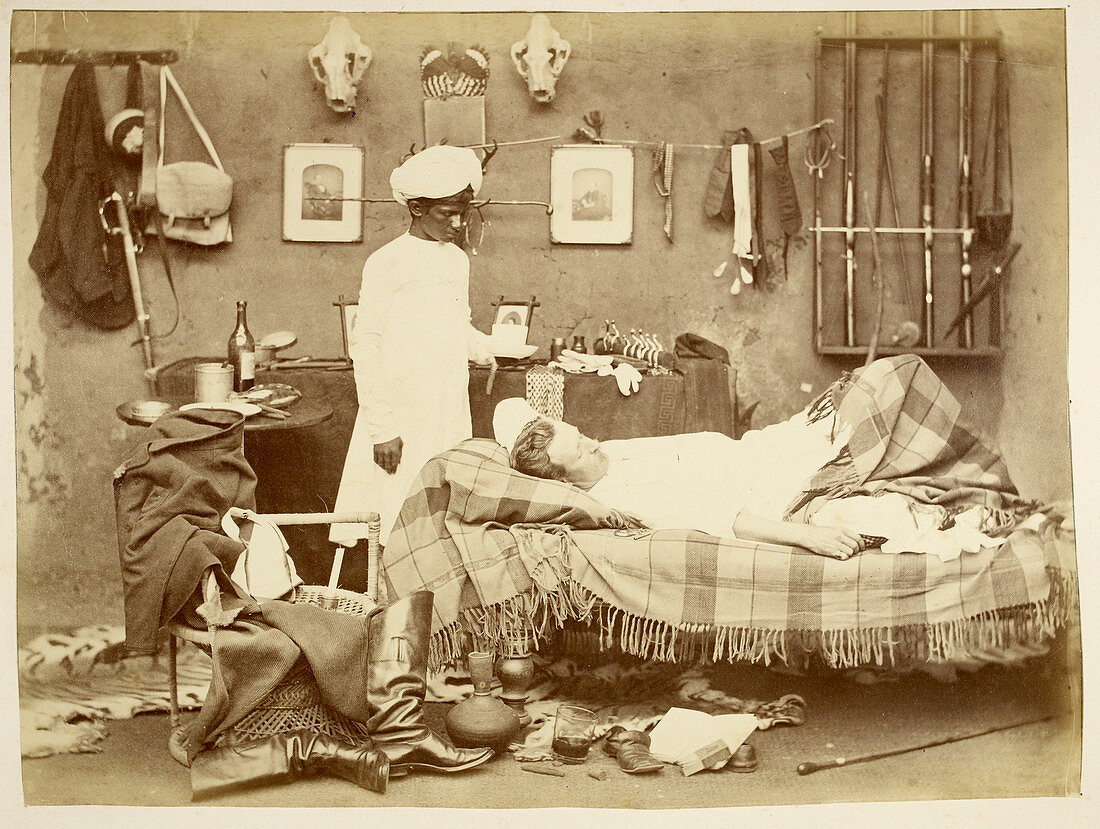 Indian servant and master,1870s