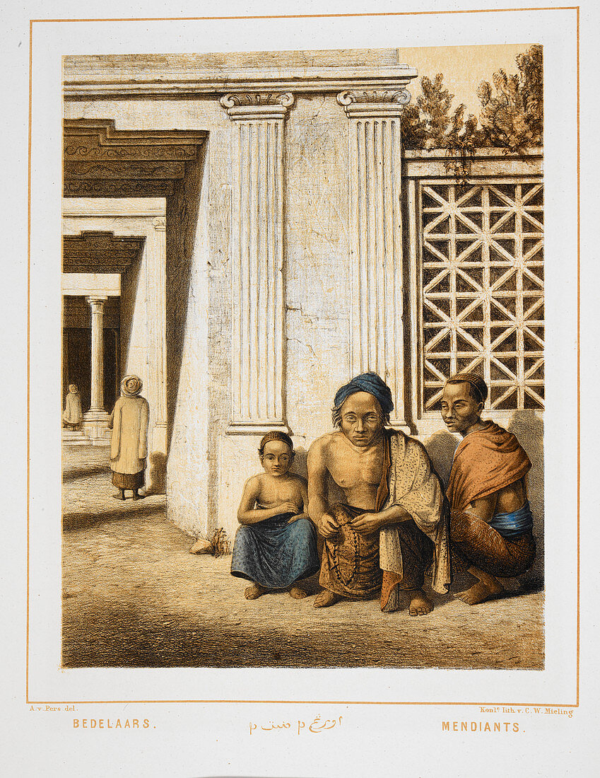 Three beggars. Indonesian people