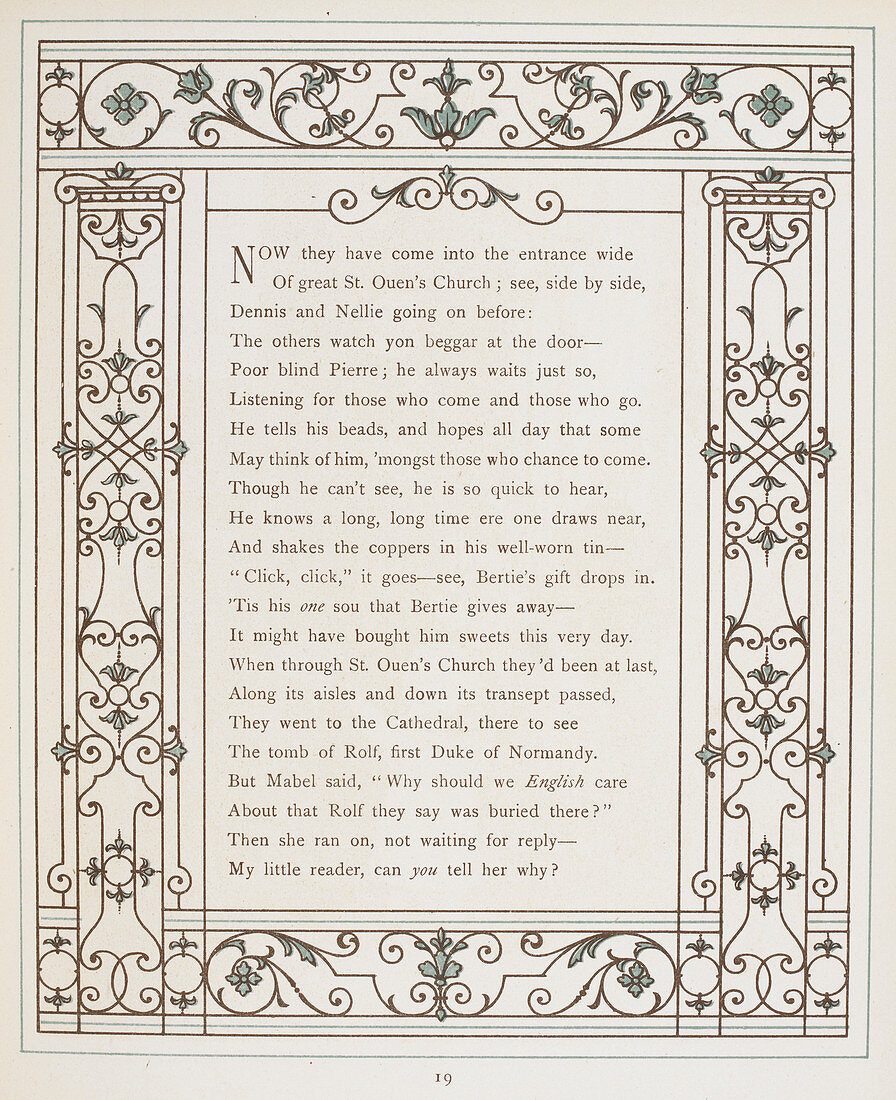 Page of text with floral border
