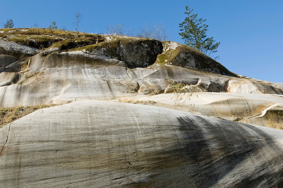 Glacially eroded granite bedrock