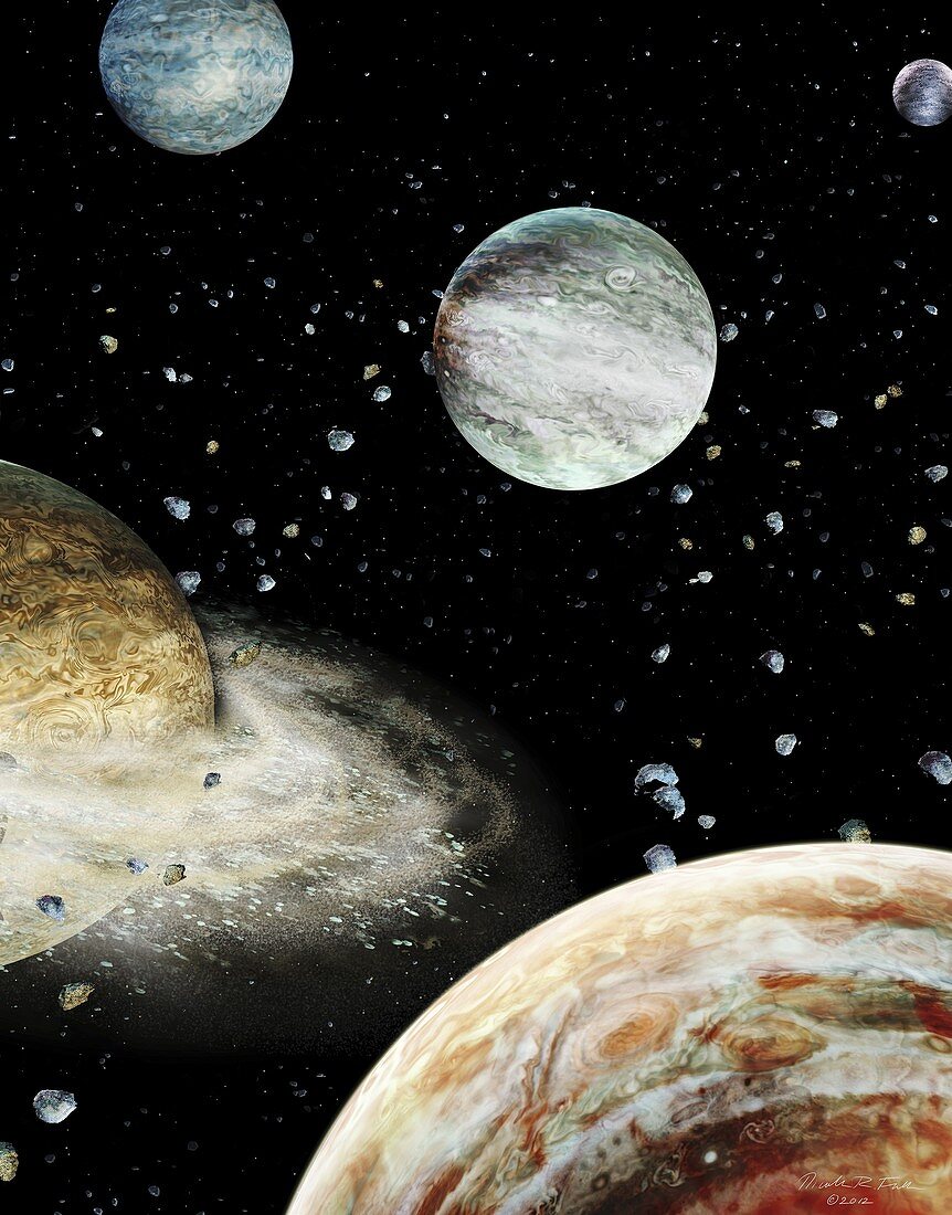 Early solar system planets,artwork
