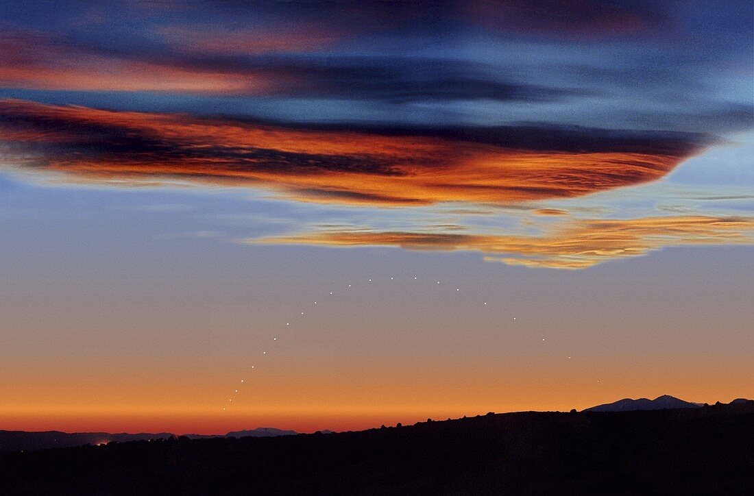 Mercury at sunset,composite sequence