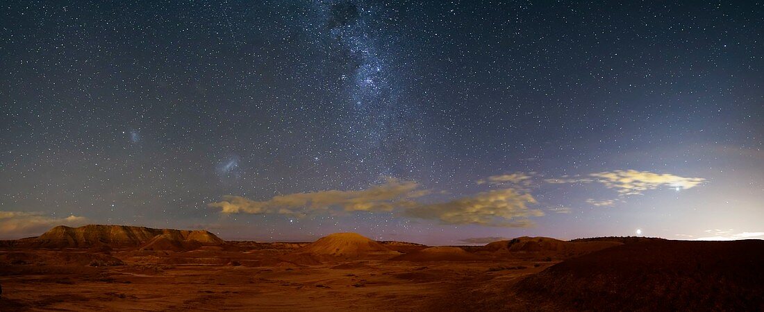 Milky Way over badlands