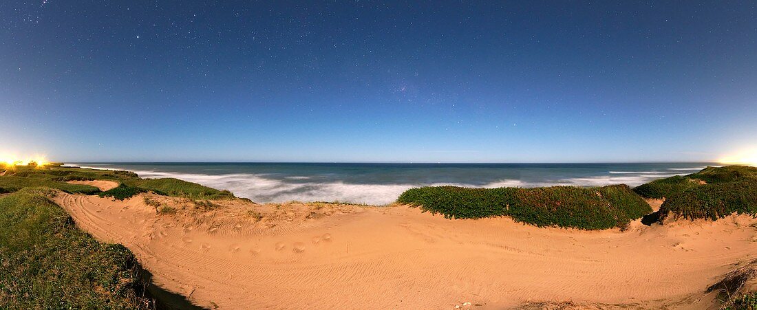 Coastal sand dunes,Full Moon nightscape