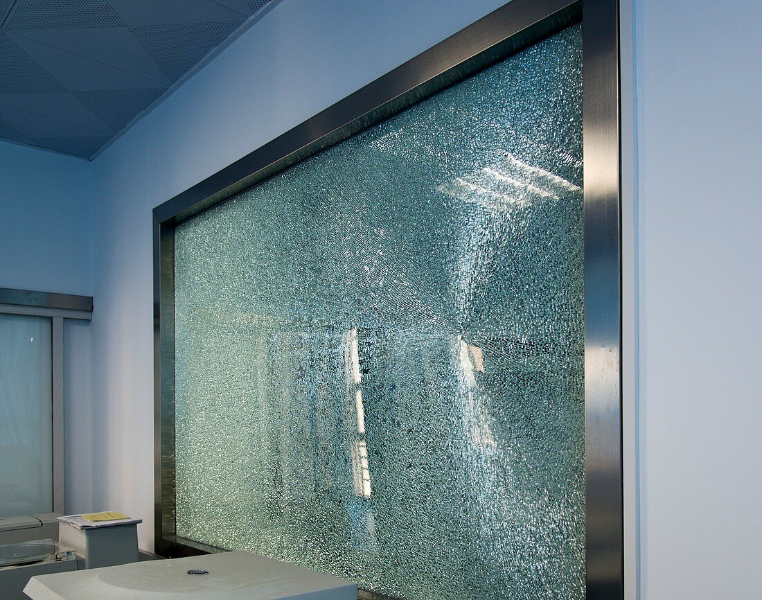 Broken tempered glass window