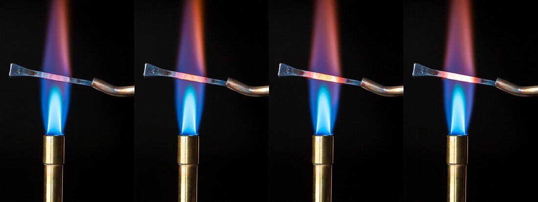 Steel nail heated in a Bunsen flame
