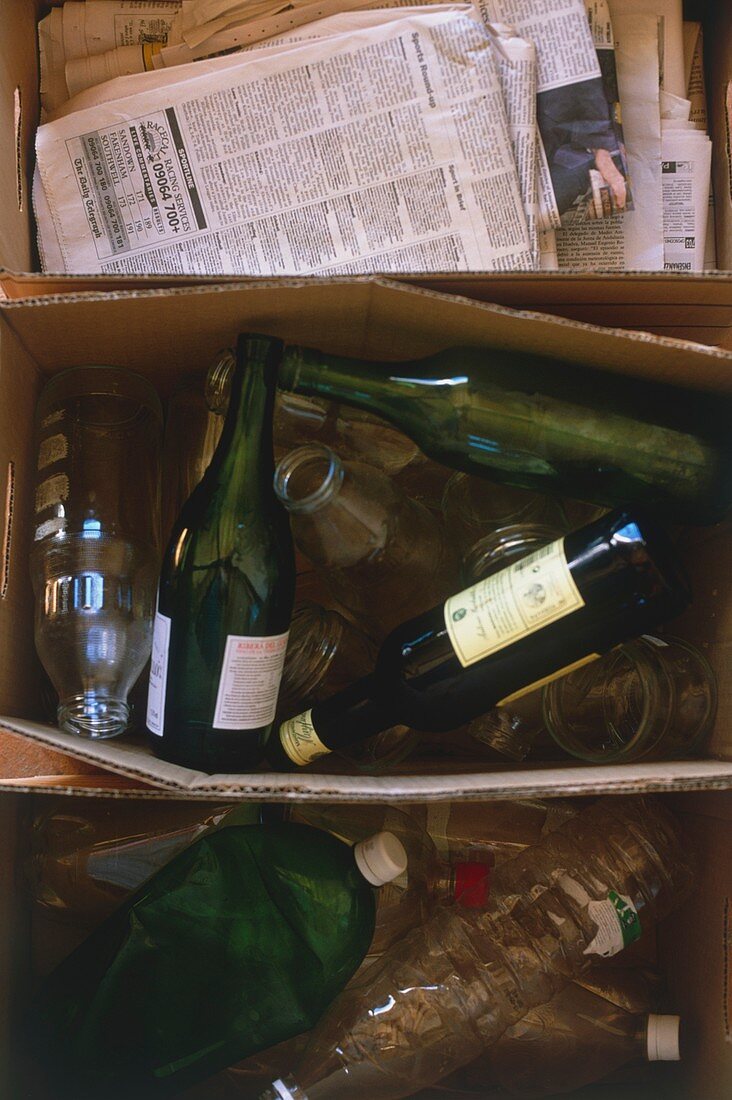 Bottles,plastic and paper