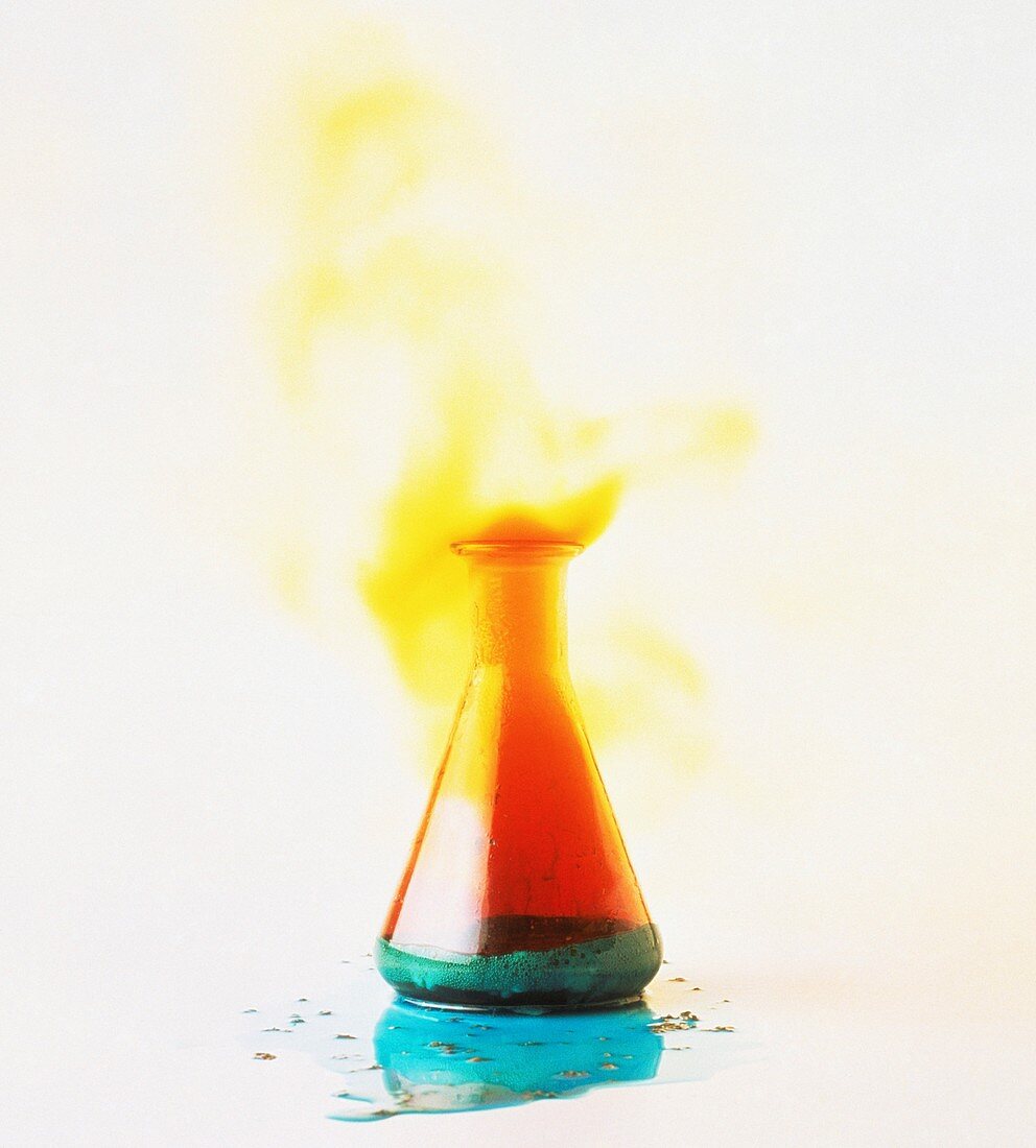 Chemical explosion in glass flask