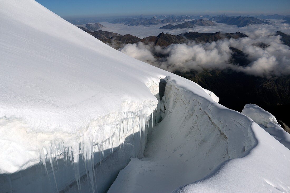Alpine mountain crevasse