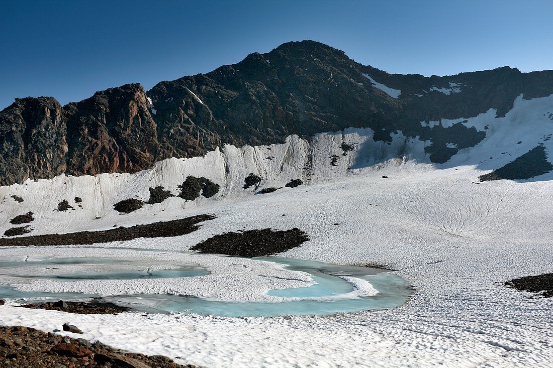 Frozen mountain lake,Austrian Alps