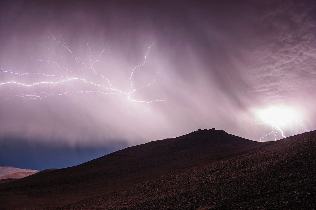 Lightning storm over Cerro Paranal