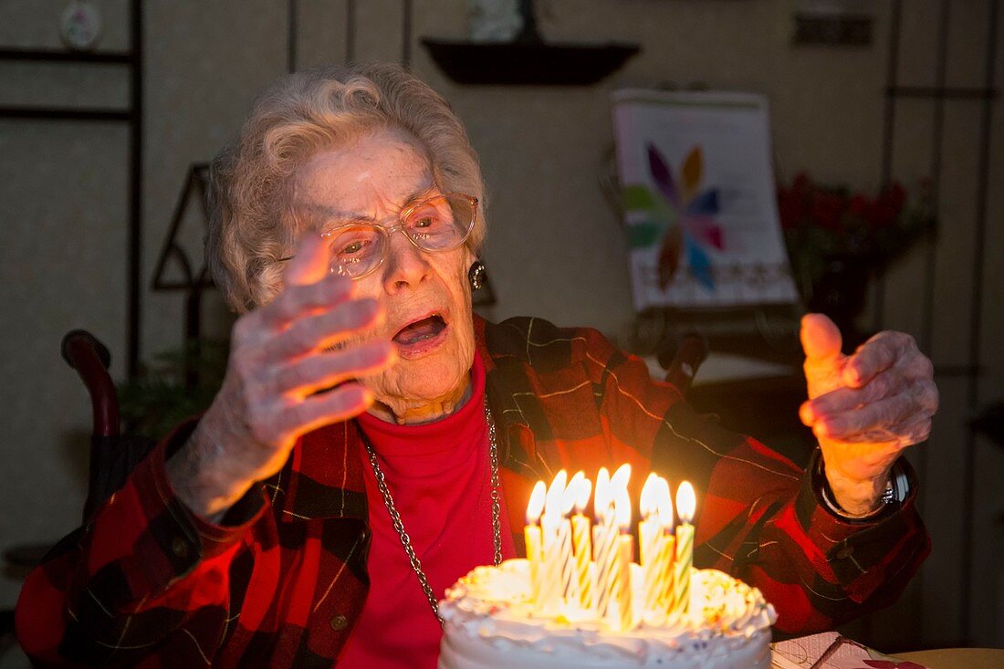 Woman celebrating her 99th birthday