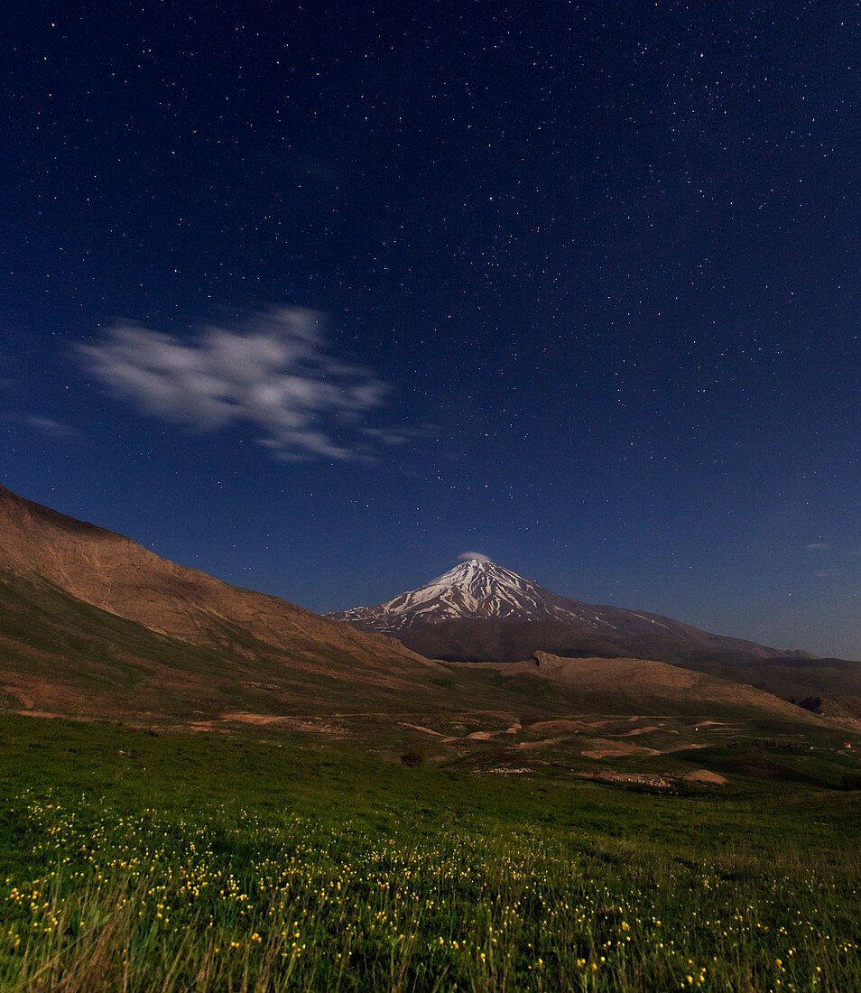 Night sky over mount Damavand