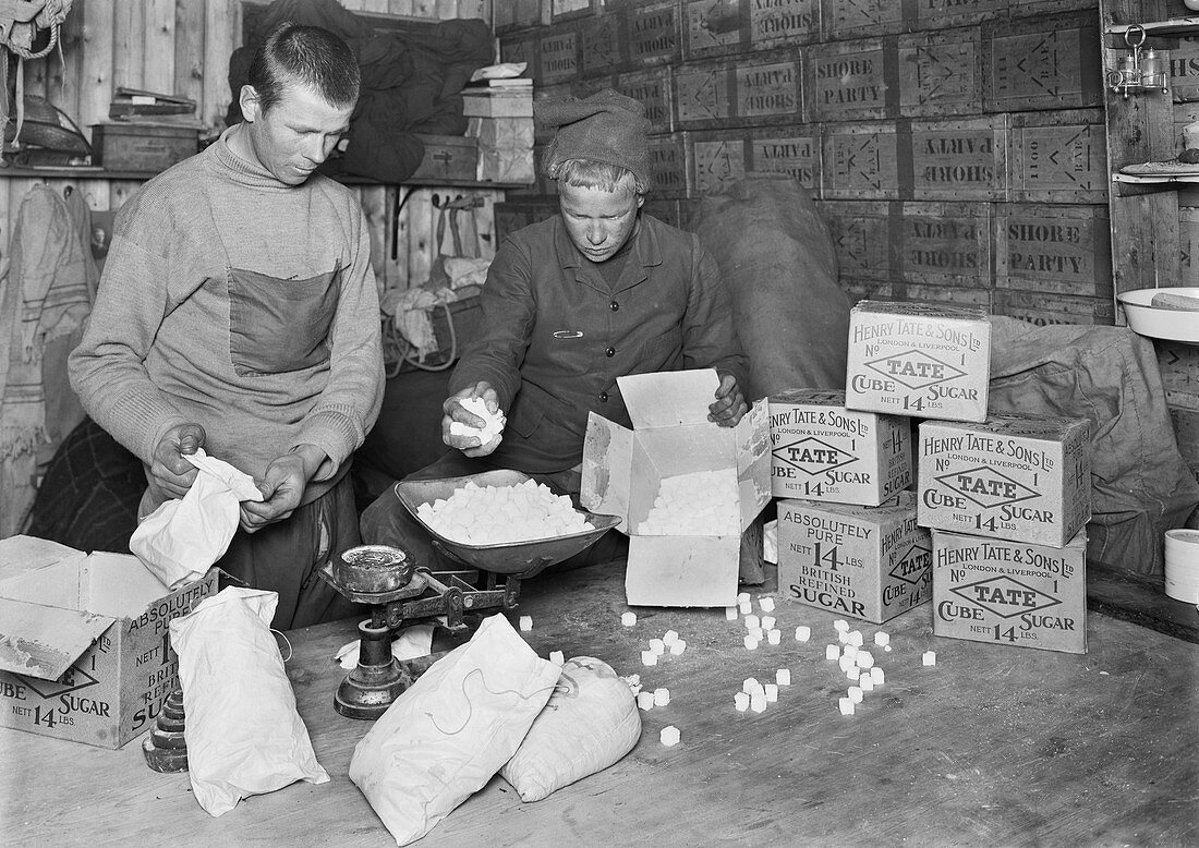 Packing Antarctic sledging rations,1912