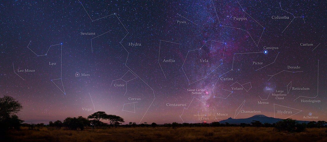 Night sky over Mount Kilimanjaro