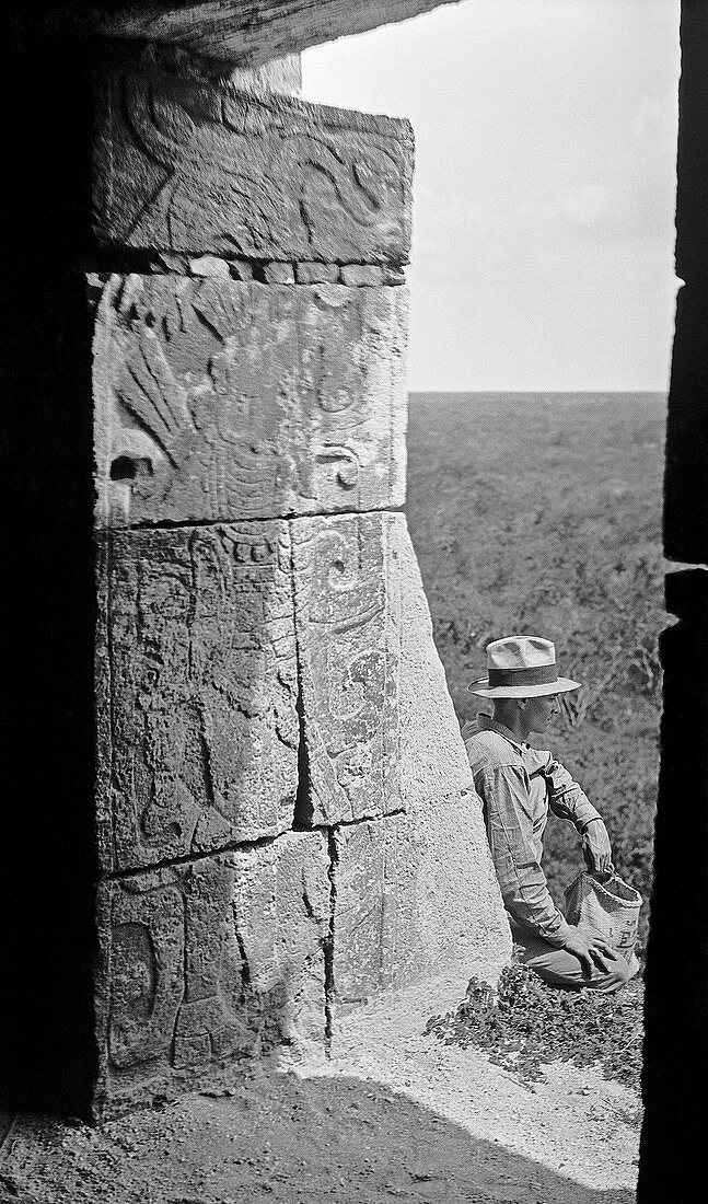 Mayan temple carvings,1910s
