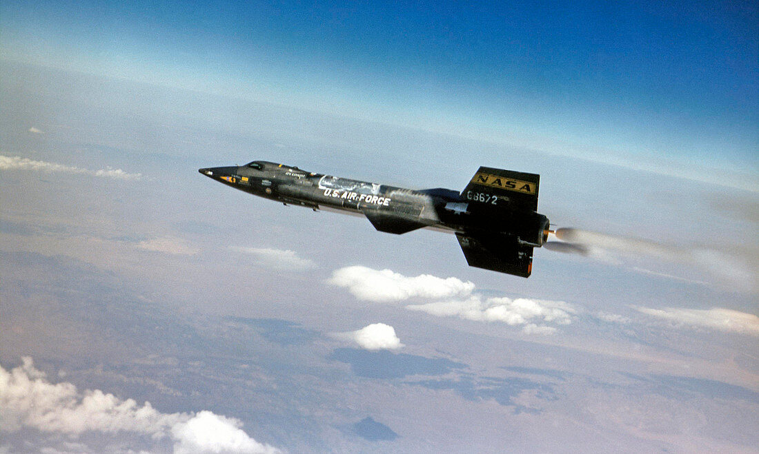 X-15 aircraft in flight,1960s