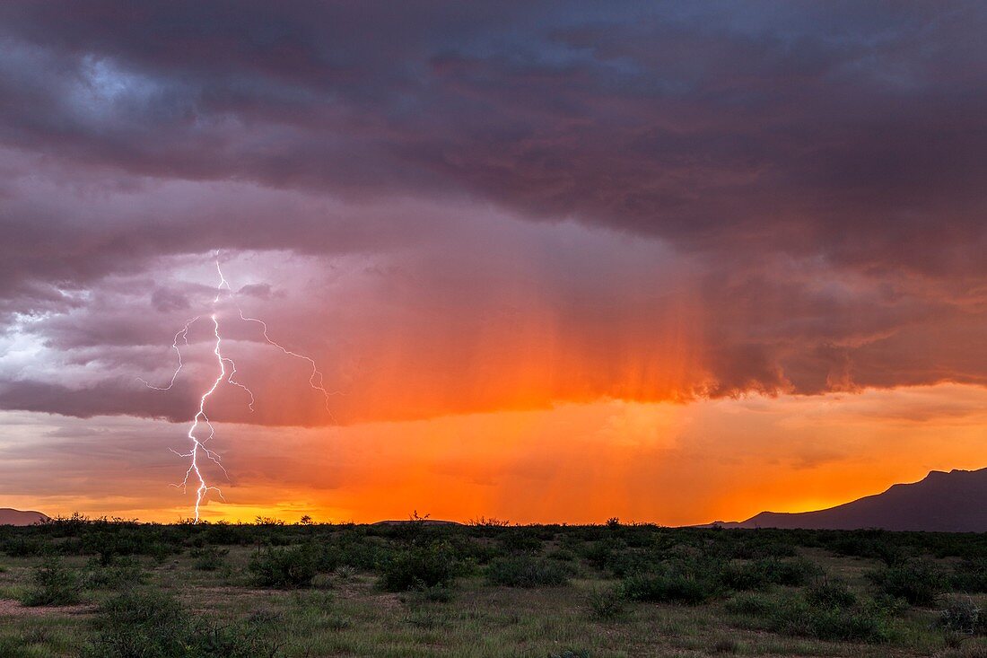 Rain storm at sunset,Arizona,USA