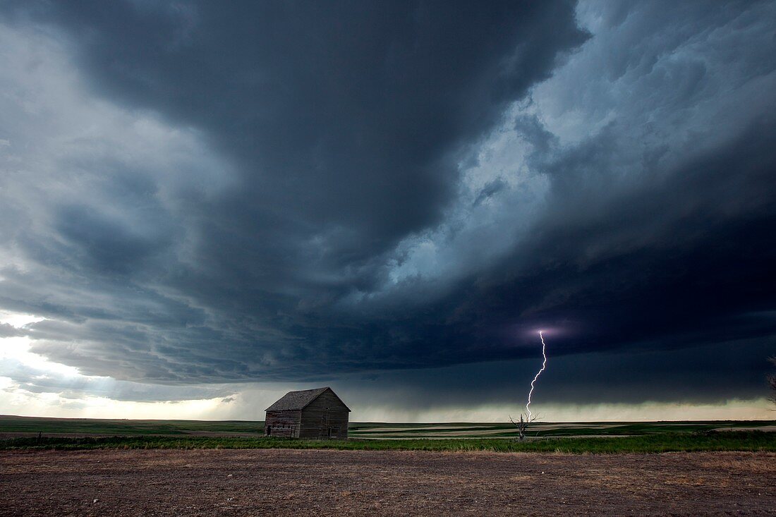 Thunderstorm and barn,Colorado,USA