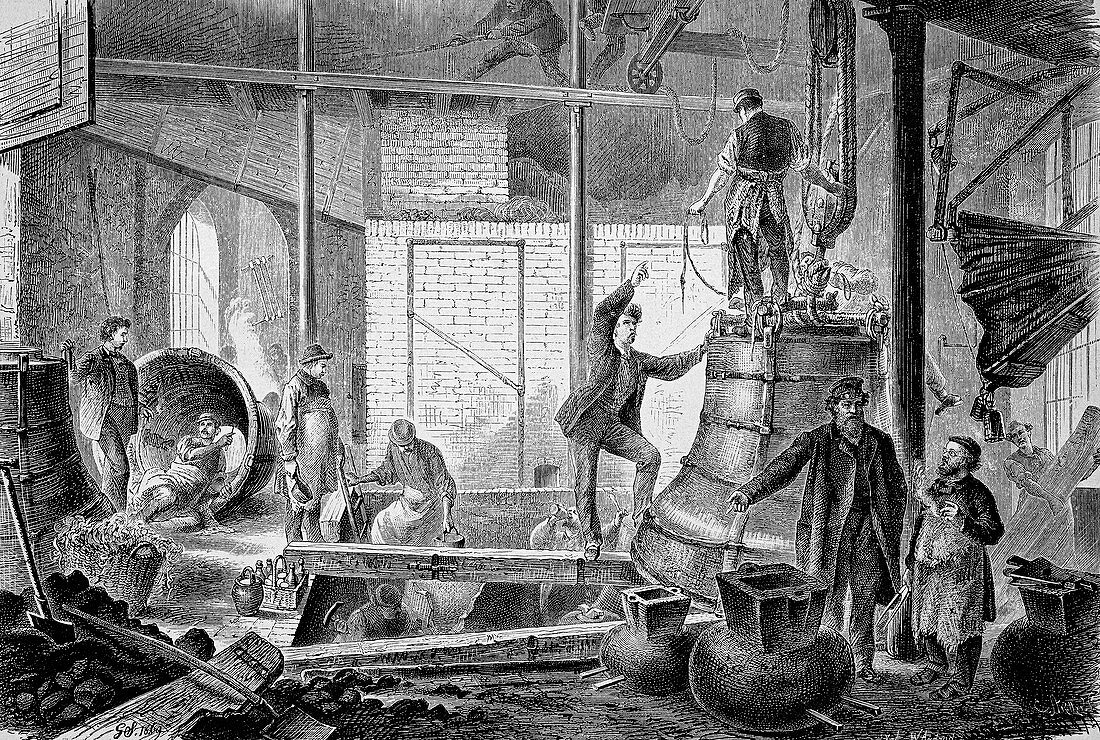 Bell foundry,19th century artwork