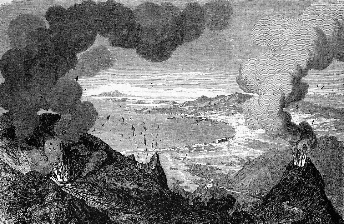 Mount Vesuvius erupting,1872