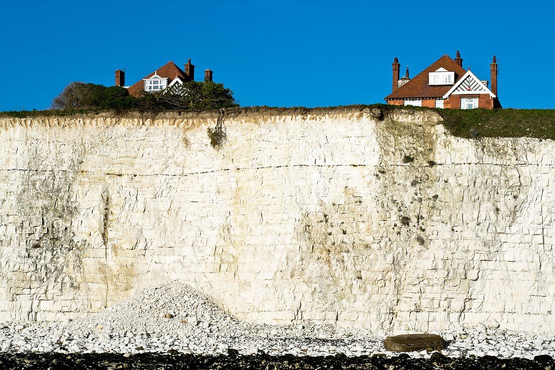 Chalk cliffs and houses