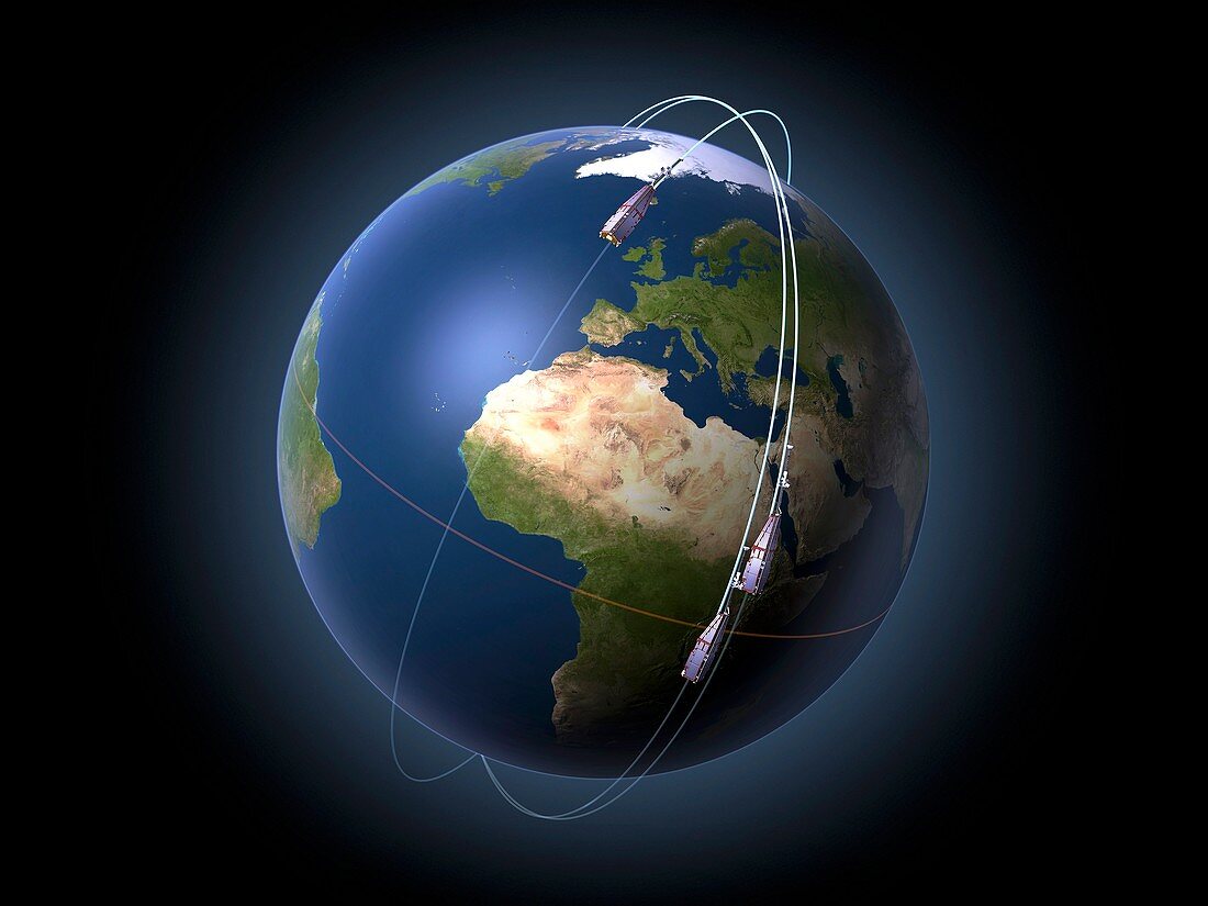 Swarm satellites in orbit,artwork
