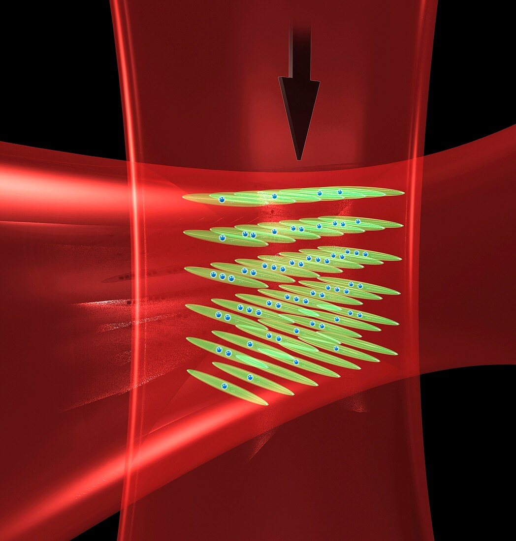 Laser beams in atomic clock,artwork