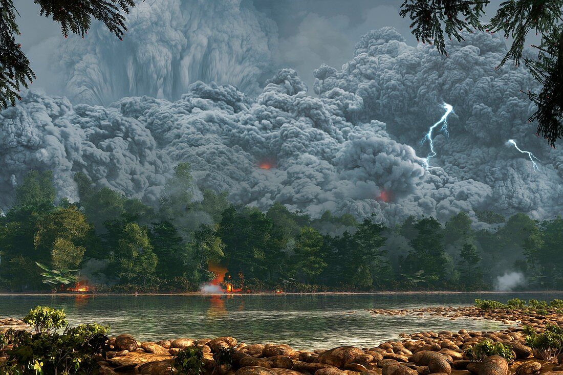 Artwork of a pyroclastic flow