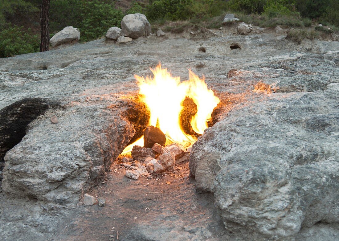 Natural methane flame,Chimera,Turkey