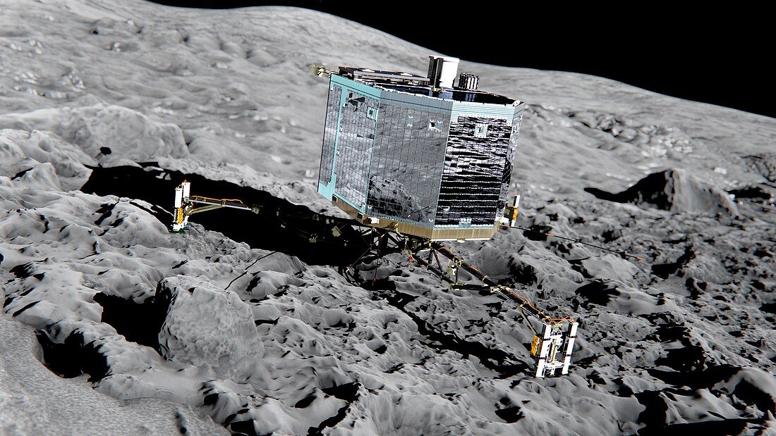 Philae lander on comet,artwork